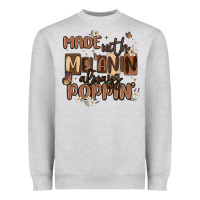 Heather Grey made with melanin always poppin Heavyweight Sweatshirt - MaliasSmallBusiness