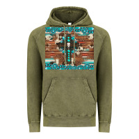 Vintage Olive gemstone and cross with cowhide Vintage Hoodie - Artiststas