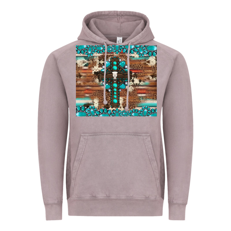 Gemstone And Cross With Cowhide Vintage Hoodie by Artiststas | Teevron
