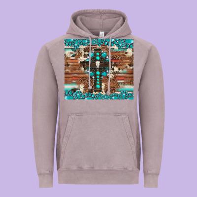 Gemstone And Cross With Cowhide Vintage Hoodie Designed By Artiststas
