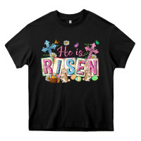 Black he is risen easter with flowers Heavy Core Tee - Neo Western