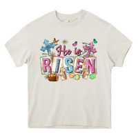 Cream he is risen easter with flowers Heavy Core Tee - Neo Western