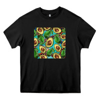 Black avacado with turquoise and leopard background mug coaster Heavy Core Tee - BarkalooDesign