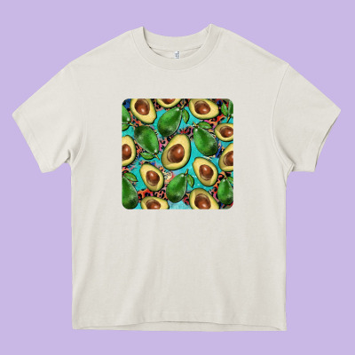 Avacado With Turquoise And Leopard Background Mug Coaster Heavy Core Tee Designed By Barkaloodesign