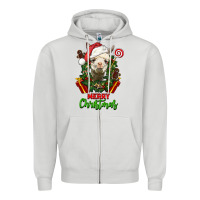 Dove Grey merry christmas alpaca face Zipper Hoodie - LillyAllenDesigns