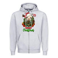 Heather Grey merry christmas alpaca face Zipper Hoodie - LillyAllenDesigns