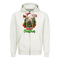 Oatmeal Heather merry christmas alpaca face Zipper Hoodie - LillyAllenDesigns