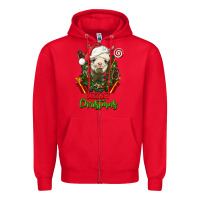 Red merry christmas alpaca face Zipper Hoodie - LillyAllenDesigns