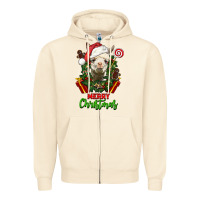 Sandshell merry christmas alpaca face Zipper Hoodie - LillyAllenDesigns