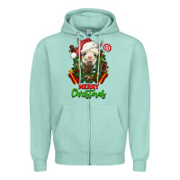 Seafoam merry christmas alpaca face Zipper Hoodie - LillyAllenDesigns