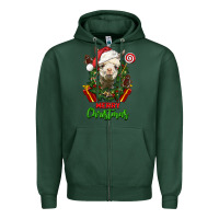Sports Green merry christmas alpaca face Zipper Hoodie - LillyAllenDesigns