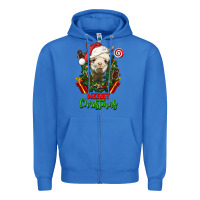 True Royal merry christmas alpaca face Zipper Hoodie - LillyAllenDesigns