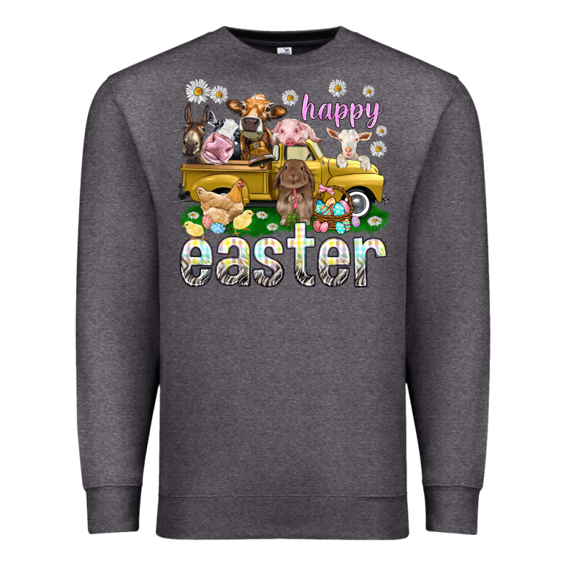 Happy Easter Truck With Farm Animals Premium Sweatshirt by NancyCooperArtShop | Teevron
