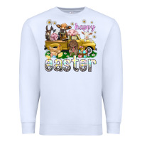 White Happy Easter truck with farm animals Premium Sweatshirt - NancyCooperArtShop