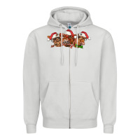 Dove Grey christmas red angus cows Zipper Hoodie - LillyAllenDesigns