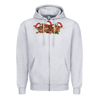 Heather Grey christmas red angus cows Zipper Hoodie - LillyAllenDesigns
