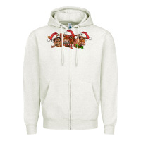 Oatmeal Heather christmas red angus cows Zipper Hoodie - LillyAllenDesigns