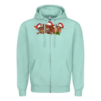 Seafoam christmas red angus cows Zipper Hoodie - LillyAllenDesigns