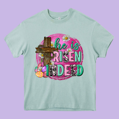 He Is Risen Indeed Easter Heavy Core Tee Designed By Neo Western