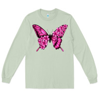 Matcha Floral pink butterfly Long Sleeve Tee - NancyCooperArtShop