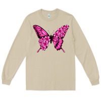 Mushroom Floral pink butterfly Long Sleeve Tee - NancyCooperArtShop
