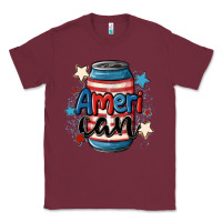 Burgundy American can cooler Classic Tee - MaliasSmallBusiness