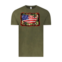 Vintage Olive distressed american flag Vintage Tee - BarkalooDesign
