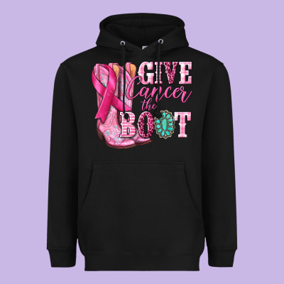 Give Cancer The Boot Heavyweight Hoodie Designed By Nancycooperartshop