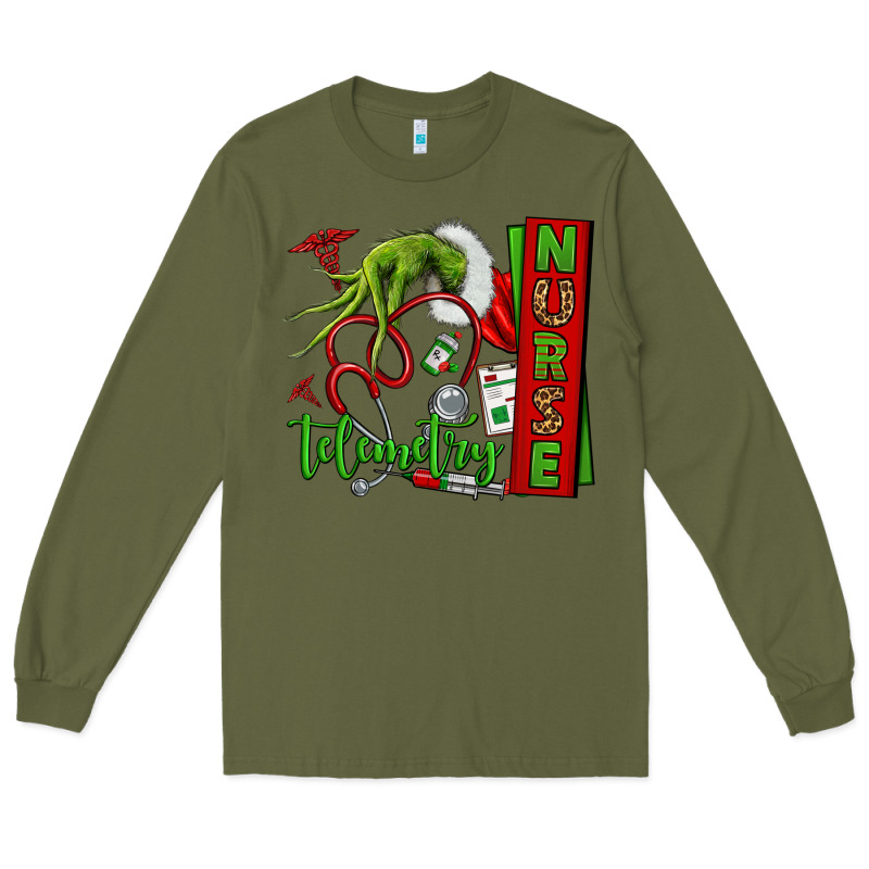 Grinch Hand Telemetry Nurse Long Sleeve Tee by NancyCooperArtShop | Teevron