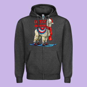 Fleece Navidad Alpaca Zipper Hoodie Designed By Lillyallendesigns