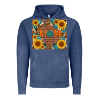 Vintage Denim sunflower gemstone and mom with cowhide Vintage Hoodie - Artiststas