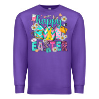 Purple Happy Easter eggs Nurse Premium Sweatshirt - NancyCooperArtShop
