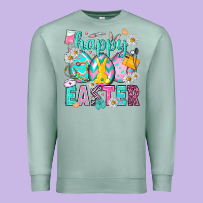 Happy Easter Eggs Nurse Premium Sweatshirt Designed By Nancycooperartshop