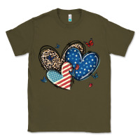 Army Green american flag leopard hearts Classic Tee - MaliasSmallBusiness