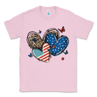 Bubblegum Pink american flag leopard hearts Classic Tee - MaliasSmallBusiness