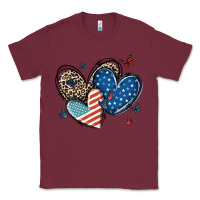 Burgundy american flag leopard hearts Classic Tee - MaliasSmallBusiness