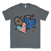 Charcoal Heather american flag leopard hearts Classic Tee - MaliasSmallBusiness