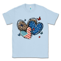 Dusty Blue american flag leopard hearts Classic Tee - MaliasSmallBusiness