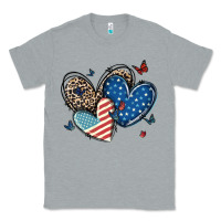Heather Grey american flag leopard hearts Classic Tee - MaliasSmallBusiness