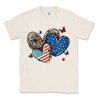 Natural american flag leopard hearts Classic Tee - MaliasSmallBusiness