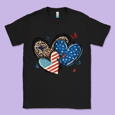 American Flag Leopard Hearts Classic Tee Designed By Maliassmallbusiness