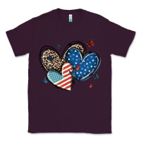 Plum american flag leopard hearts Classic Tee - MaliasSmallBusiness