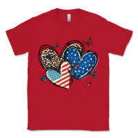 Red american flag leopard hearts Classic Tee - MaliasSmallBusiness