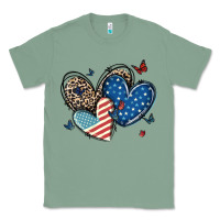 Sage american flag leopard hearts Classic Tee - MaliasSmallBusiness