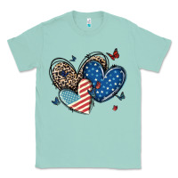 Seafoam american flag leopard hearts Classic Tee - MaliasSmallBusiness