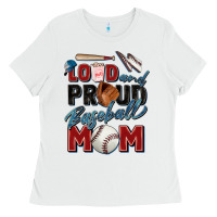 White loud and proud baseball mom Ladies Tee - Zillion Design Studio