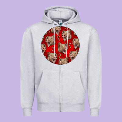 Christmas Pig Zipper Hoodie Designed By Lillyallendesigns