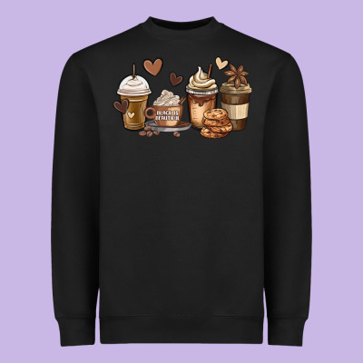 Melanin Afro Coffee Cups Heavyweight Sweatshirt Designed By Maliassmallbusiness