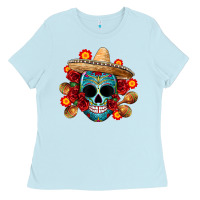 Baby Blue mexico skull Ladies Tee - CTS Tumbler Store