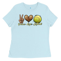 Baby Blue peace love softball Ladies Tee - JahusDesignShop